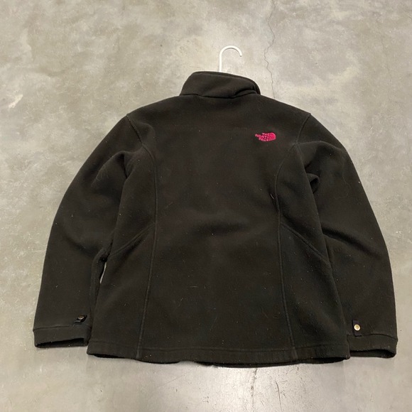 The North Face Womens Black Full Zip Fleece Jacket Pink Logo Midweight Layer - Picture 3 of 3